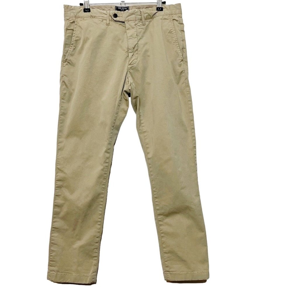 Todd Snyder Tab Front Chino Pants Men Khaki Slim Fit Designer Pockets Size 31